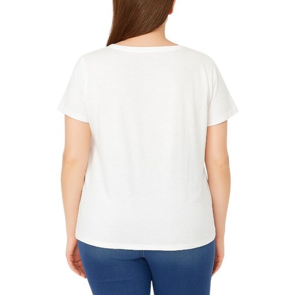 NEW LOFT X-Large 100% Cotton T-Shirt Semi-Sheer Embroidered Neckline Athleisure - Picture 2 of 11